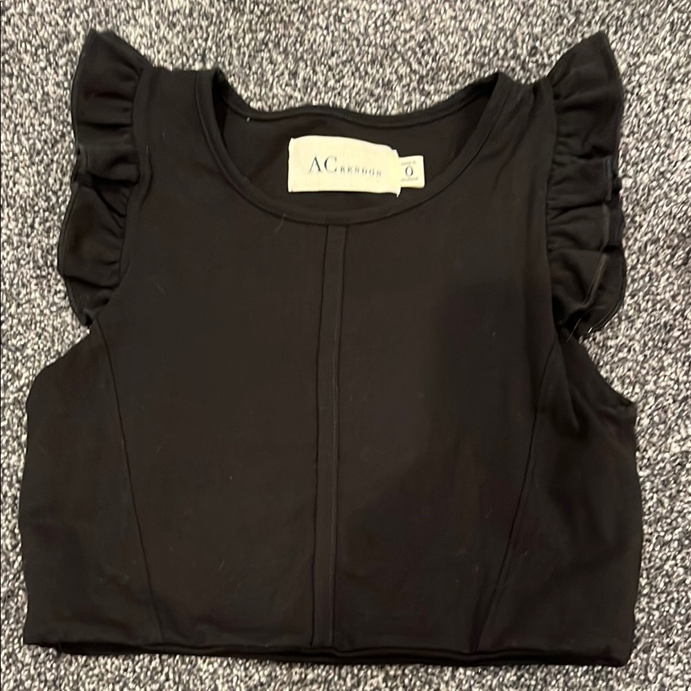 Black Ruffle Sleeve Women's Top